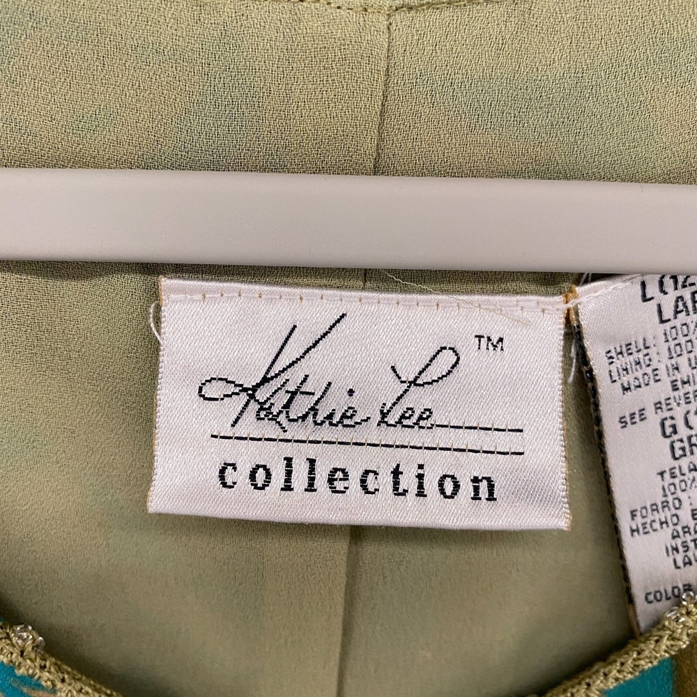 Kathie Lee Dress Large Green Floral Sleeveless Long Vintage 90s Fairy Cottage - Picture 11 of 13